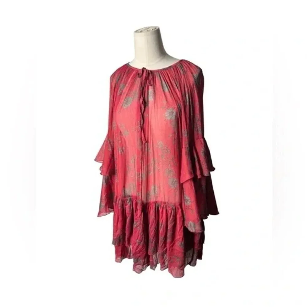 Free People Sunsetter Dress Red Floral Pattern Size XS